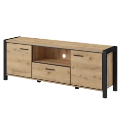 Garnero Arredamenti Mobile Tv In Legno|Mobile Tv Basso-Mobile porta TV 180x65h cm design industrial quercia nero opaco Neive