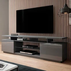 Garnero Arredamenti Mobile Tv Basso-Mobile porta TV 180x56h cm lucido Blackburn Grafite