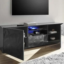 Garnero Arredamenti Mobile Tv Basso|Mobili Tv Moderni-Mobile porta TV 181x57h cm grigio lucido con serigrafia Marvis