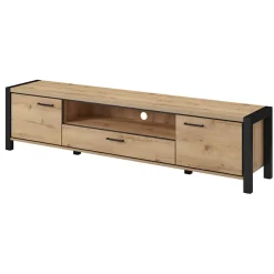 Garnero Arredamenti Mobile Tv In Legno|Mobile Tv Basso-Mobile porta TV 210x50h cm industrial quercia nero opaco Neive