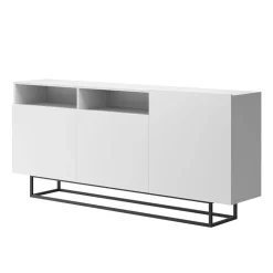 Garnero Arredamenti Mobile Tv Basso|Mobili Tv Moderni-Mobile porta TV 180x80h cm industrial metallo nero Erice Gihome® Bianco Opaco