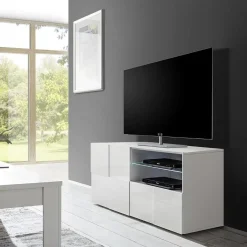 Garnero Arredamenti Mobile Tv Basso|Mobili Tv Moderni-Mobile porta TV 121x57h cm laccato Obsession Bianco Lucido