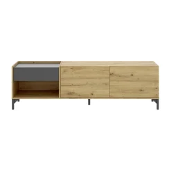 Garnero Arredamenti Mobile Tv In Legno|Mobile Tv Basso-Mobile porta TV 164x49h cm legno rovere grafite German