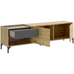 Garnero Arredamenti Mobile Tv In Legno|Mobile Tv Basso-Mobile porta TV 164x49h cm legno rovere grafite German