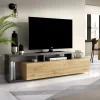 Garnero Arredamenti Mobile Tv In Legno|Mobile Tv Basso-Mobile porta TV 165x47h cm legno rovere grafite Morientes