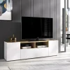 Garnero Arredamenti Mobile Tv In Legno|Mobile Tv Basso-Mobile porta TV 142x44h cm legno rovere bianco Esteban