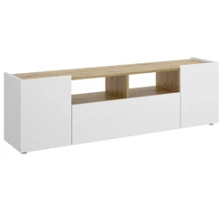 Garnero Arredamenti Mobile Tv In Legno|Mobile Tv Basso-Mobile porta TV 142x44h cm legno rovere bianco Esteban