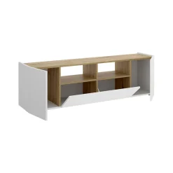Garnero Arredamenti Mobile Tv In Legno|Mobile Tv Basso-Mobile porta TV 142x44h cm legno rovere bianco Esteban