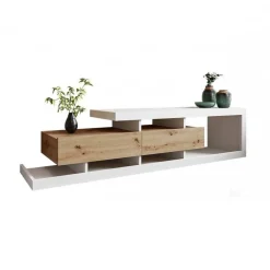 Garnero Arredamenti Mobili Tv Moderni|Mobile Tv Moderno-Mobile porta TV 198x45h cm moderno bianco rovere Pabla