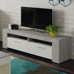 Garnero Arredamenti Mobile Tv Basso|Mobili Tv Moderni-Mobile porta TV 120x40h cm moderno bianco cemento Zante