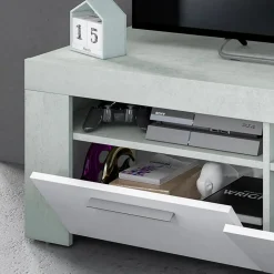 Garnero Arredamenti Mobile Tv Basso|Mobili Tv Moderni-Mobile porta TV 120x40h cm moderno bianco cemento Zante