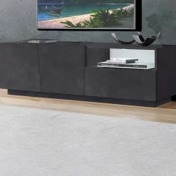 Garnero Arredamenti Mobile Tv Basso|Mobili Tv Moderni-Mobile porta TV 150x46h cm moderno Candia Gihome® Ossido