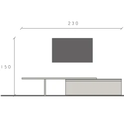 Garnero Arredamenti Mobile Tv Basso|Mobili Tv Moderni-Mobile porta tv 230x150h cm moderna marrone rovere chiaro Sunset 95