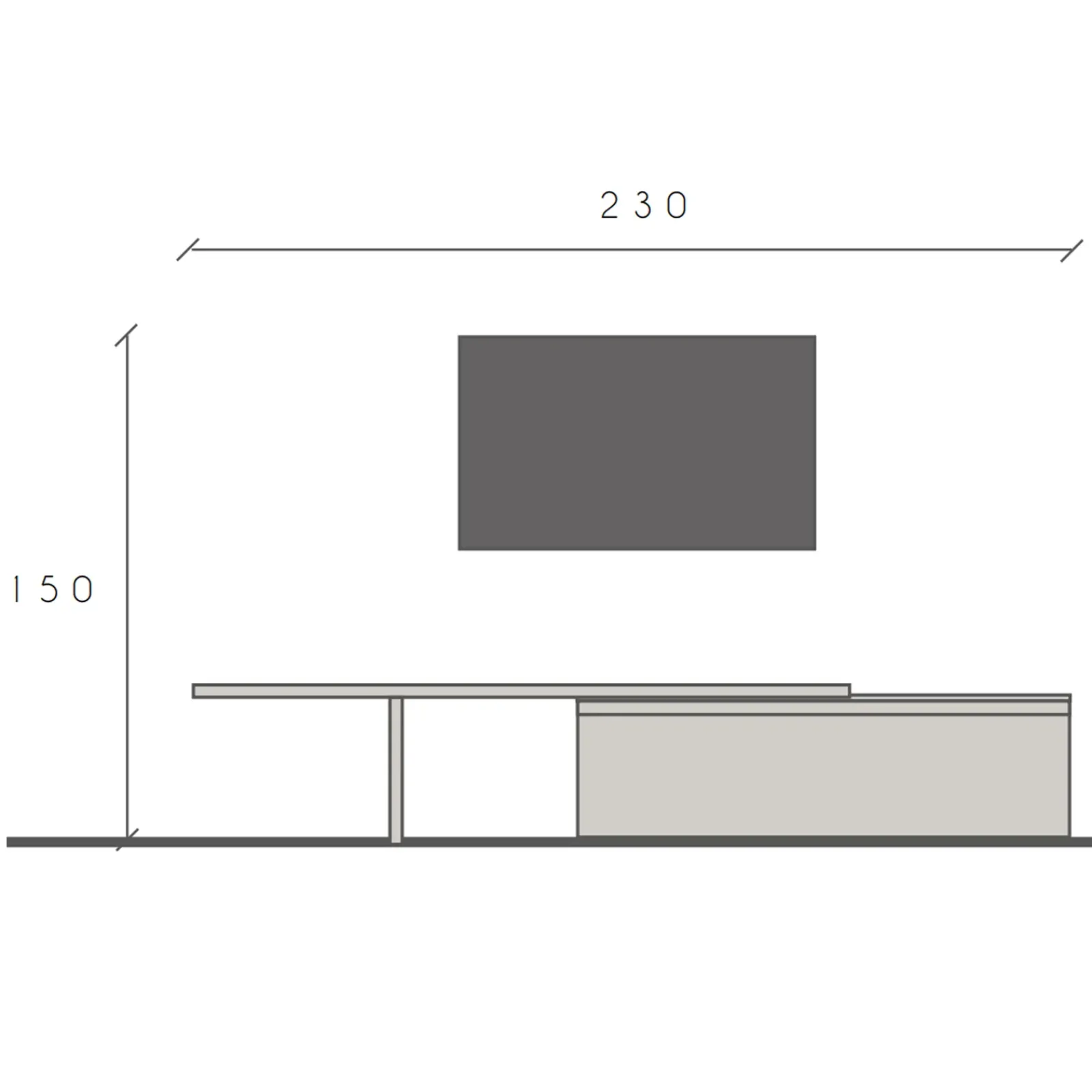 Garnero Arredamenti Mobile Tv Basso|Mobili Tv Moderni-Mobile porta tv 230x150h cm moderna marrone rovere chiaro Sunset 95