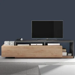 Garnero Arredamenti Mobile Tv In Legno|Mobile Tv Basso-Mobile porta TV 219x52h cm moderno soggiorno antracite rovere Megan Gihome® Rovere - Antracite
