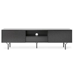 Garnero Arredamenti Mobile Tv Basso|Mobili Tv Moderni-Mobile porta TV 180x51h cm moderno antracite frassinato nero Parigi