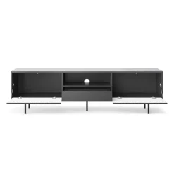 Garnero Arredamenti Mobile Tv Basso|Mobili Tv Moderni-Mobile porta TV 180x51h cm moderno antracite frassinato nero Parigi