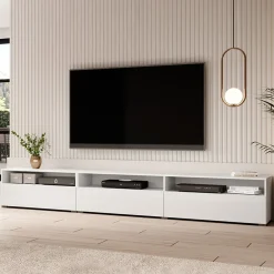 Garnero Arredamenti Mobile Tv Basso|Mobili Tv Moderni-Mobile porta TV 270x42h cm moderno bianco Emotion Gihome® Bianco Lucido