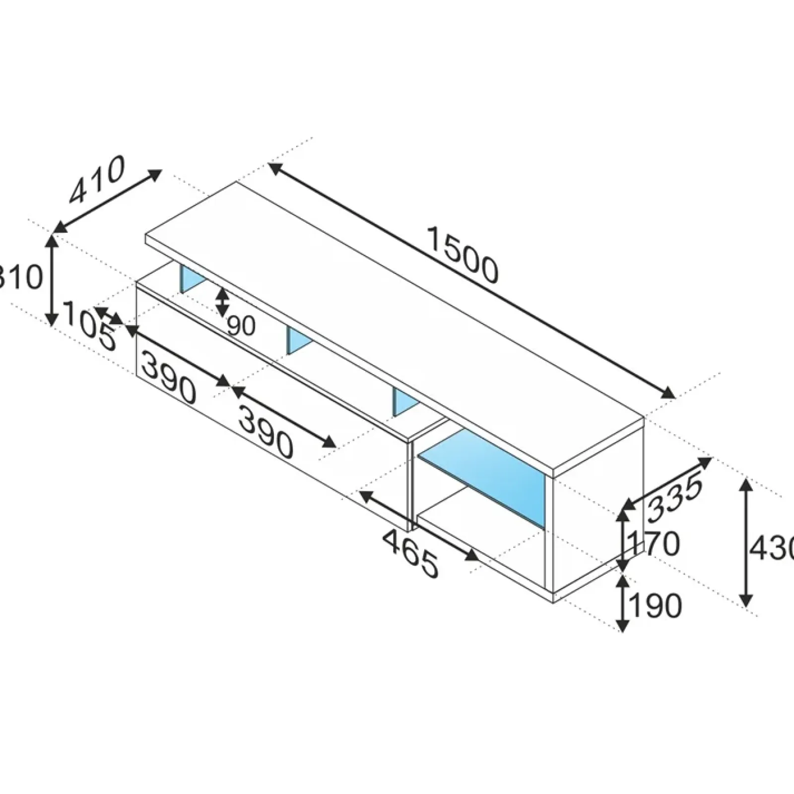 Garnero Arredamenti Mobile Tv Basso|Mobili Tv Moderni-Mobile porta TV 150x43h cm moderno bianco lucido Lumina