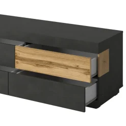 Garnero Arredamenti Mobile Tv In Legno|Mobile Tv Basso-Mobile porta TV 206x54h cm moderno soggiorno antracite rovere Bahama Antracite - Rovere Rustico