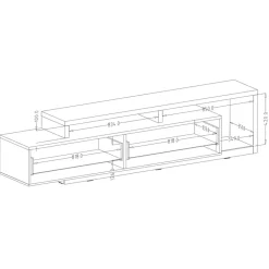 Garnero Arredamenti Mobili Tv Moderni|Mobile Tv Moderno-Mobile porta TV 219x52h cm moderno soggiorno Megan Gihome® Nero Opaco