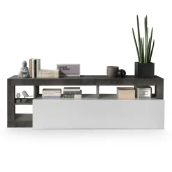 Garnero Arredamenti Mobile Tv Basso|Mobili Tv Moderni-Mobile porta TV 184x58h cm moderna bianco lucido ossido Invictus Ossido - Bianco Lucido