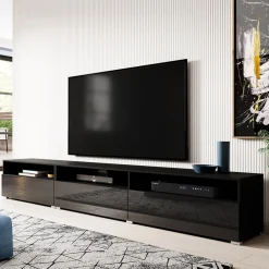 Garnero Arredamenti Mobile Tv Basso|Mobile Tv Sospeso-Mobile porta TV 270x42h cm moderno nero Emotion Gihome® Nero Lucido