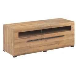 Garnero Arredamenti Mobile Tv In Legno|Mobile Tv Basso-Mobile porta TV 140x52h cm moderna 1 cassetto rovere nero Maiorca