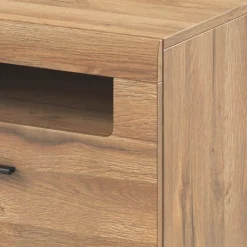 Garnero Arredamenti Mobile Tv In Legno|Mobile Tv Basso-Mobile porta TV 140x52h cm moderna 1 cassetto rovere nero Maiorca