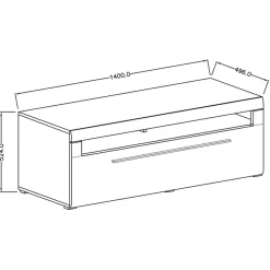 Garnero Arredamenti Mobile Tv In Legno|Mobile Tv Basso-Mobile porta TV 140x52h cm moderna 1 cassetto rovere nero Maiorca