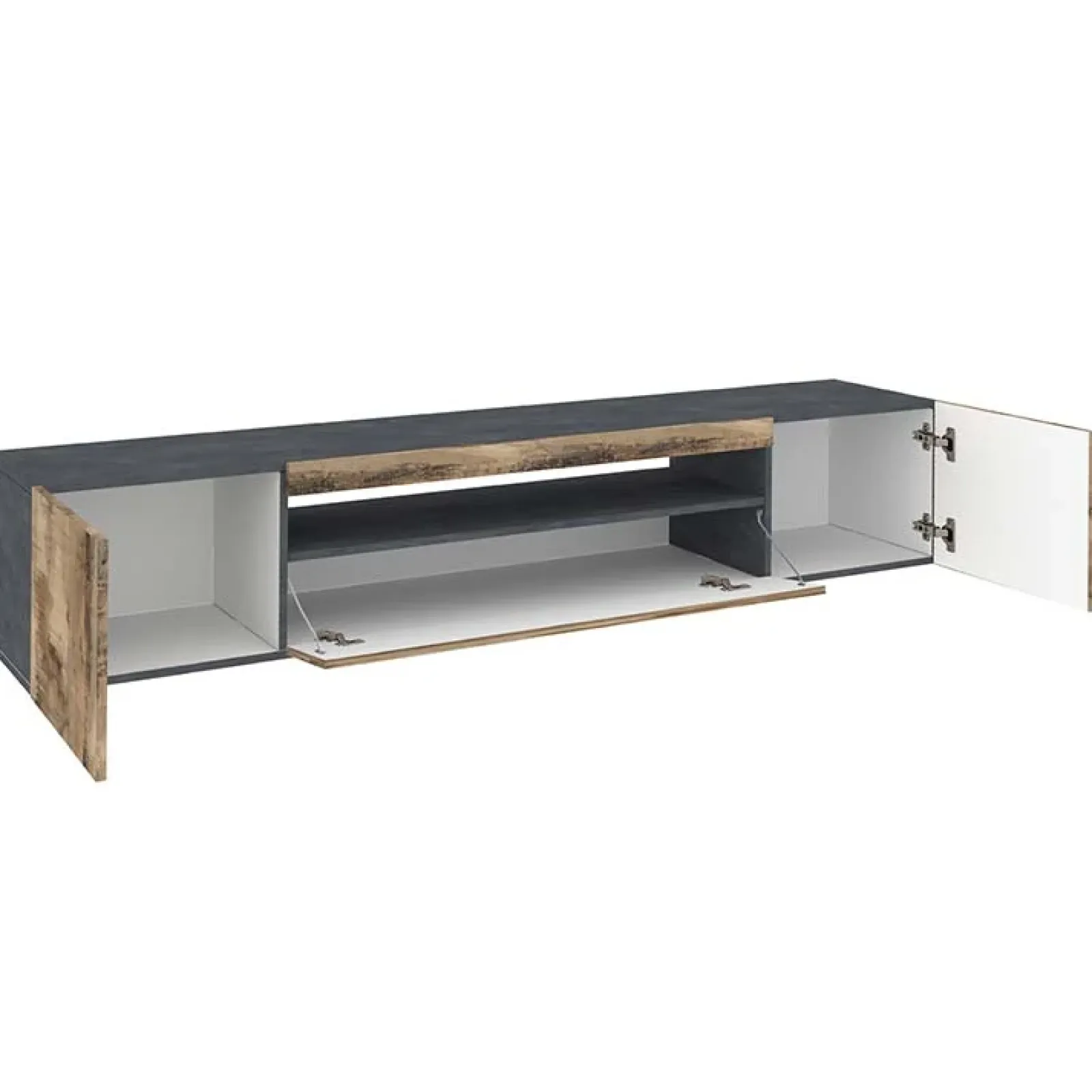 Garnero Arredamenti Mobile Tv Basso-Mobile porta TV 200x37h cm pero antracite Light Big Gihome® Rovere Rustico - Antracite