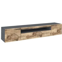 Garnero Arredamenti Mobile Tv Basso-Mobile porta TV 200x37h cm pero antracite Light Big Gihome® Rovere Rustico - Antracite