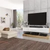 Garnero Arredamenti Mobile Tv Basso|Mobile Tv Sospeso-Mobile porta TV 138x70h cm rovere bianco lucido Bolivar