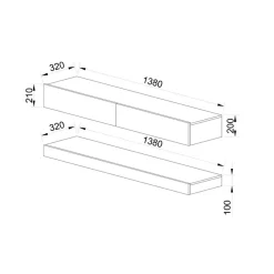 Garnero Arredamenti Mobile Tv Basso|Mobile Tv Sospeso-Mobile porta TV 138x70h cm rovere bianco lucido Bolivar