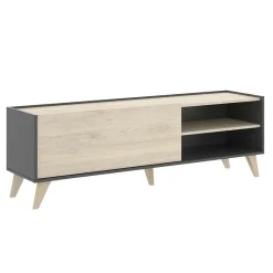 Garnero Arredamenti Mobile Tv Basso|Mobile Tv In Legno-Mobile porta TV 155x47h cm soggiorno rovere grafite Elmer Rovere - Grafite