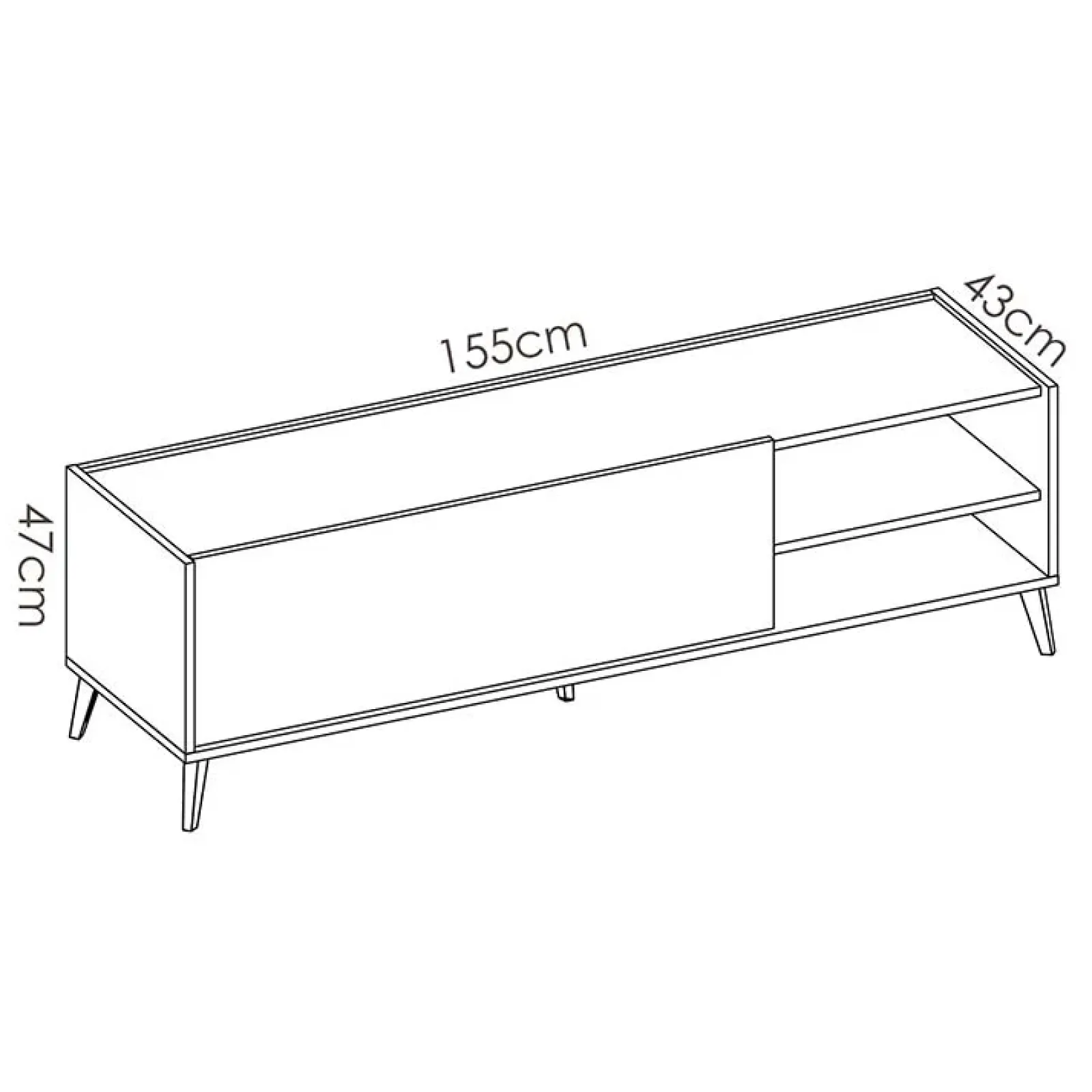 Garnero Arredamenti Mobile Tv Basso|Mobile Tv In Legno-Mobile porta TV 155x47h cm soggiorno rovere grafite Elmer Rovere - Grafite