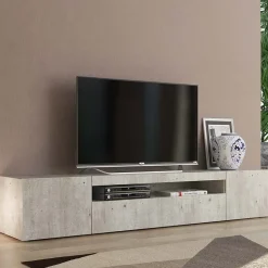 Garnero Arredamenti Mobile Tv Basso|Mobili Tv Moderni-Mobile porta TV 200x37h cm soggiorno Light Big Gihome® Cemento