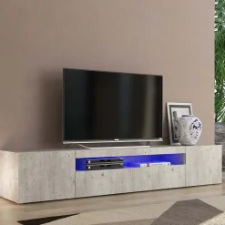 Garnero Arredamenti Mobile Tv Basso|Mobili Tv Moderni-Mobile porta TV 200x37h cm soggiorno Light Big Gihome® Cemento