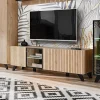 Garnero Arredamenti Mobile Tv In Legno|Mobile Tv Basso-Mobile porta TV 160x52h cm soggiorno noce con stampa nera Mendes
