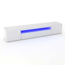 Garnero Arredamenti Mobile Tv Basso|Mobili Tv Moderni-Mobile porta TV 200x37h cm soggiorno bianco laccato lucido Light Big Gihome® Bianco Lucido