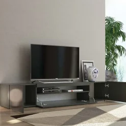 Garnero Arredamenti Mobile Tv Basso|Mobili Tv Moderni-Mobile porta TV 200x37h cm soggiorno Light Big Gihome® Antracite