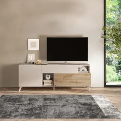 Garnero Arredamenti Mobile Tv Basso|Mobili Tv Moderni-Mobile porta TV 181x67h cm soggiorno beige rovere chiaro Witty Rovere - Beige