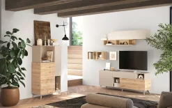 Garnero Arredamenti Mobile Tv Basso|Mobili Tv Moderni-Mobile porta TV 181x67h cm soggiorno beige rovere chiaro Witty Rovere - Beige