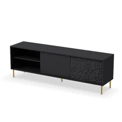 Garnero Arredamenti Mobile Tv Basso|Mobili Tv Moderni-Mobile porta TV 180x58h cm soggiorno nero oro Osaka