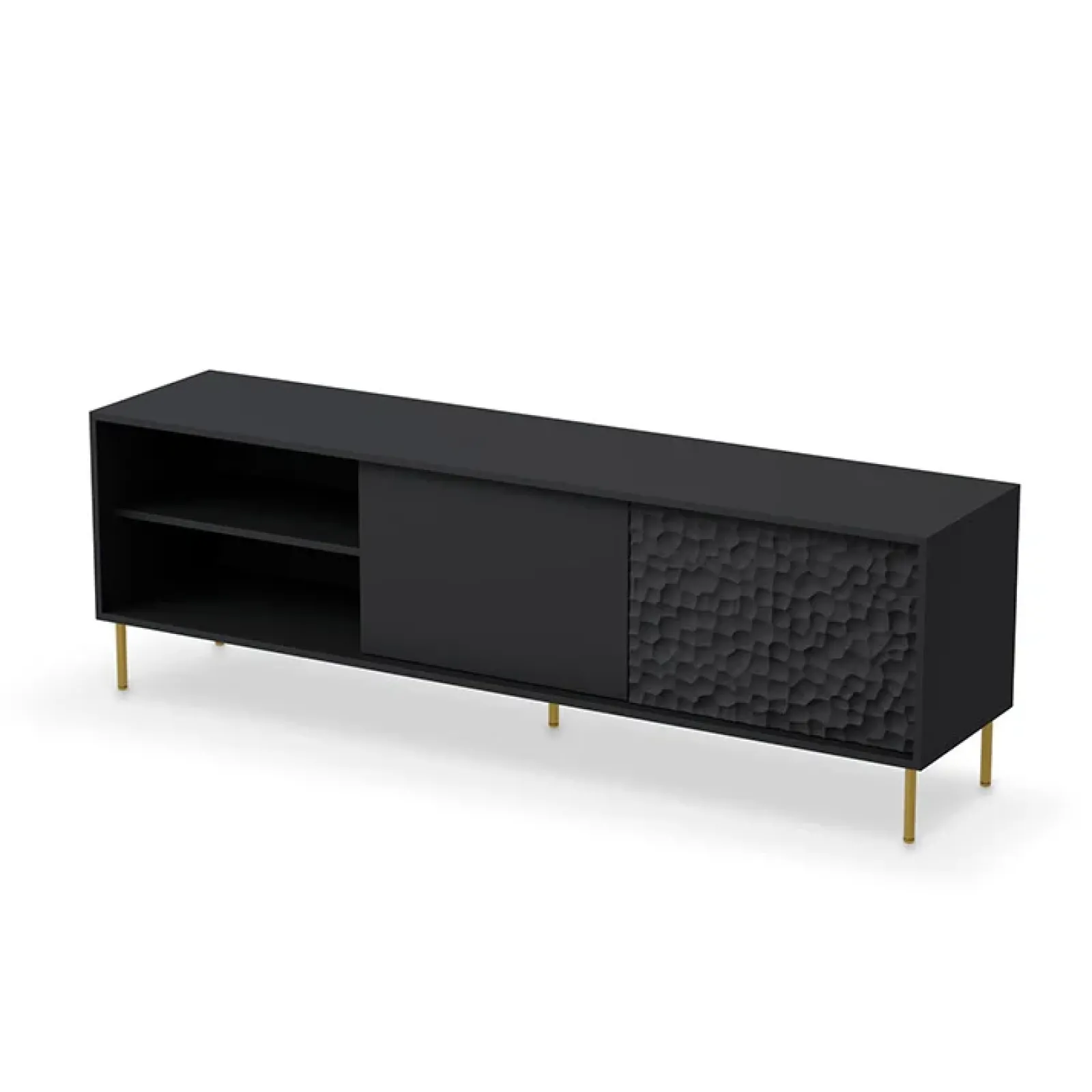 Garnero Arredamenti Mobile Tv Basso|Mobili Tv Moderni-Mobile porta TV 180x58h cm soggiorno nero oro Osaka