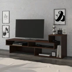 Garnero Arredamenti Mobile Tv Basso|Mobili Tv Moderni-Mobile porta TV 146x49h cm soggiorno rovere scuro Helen Wengè