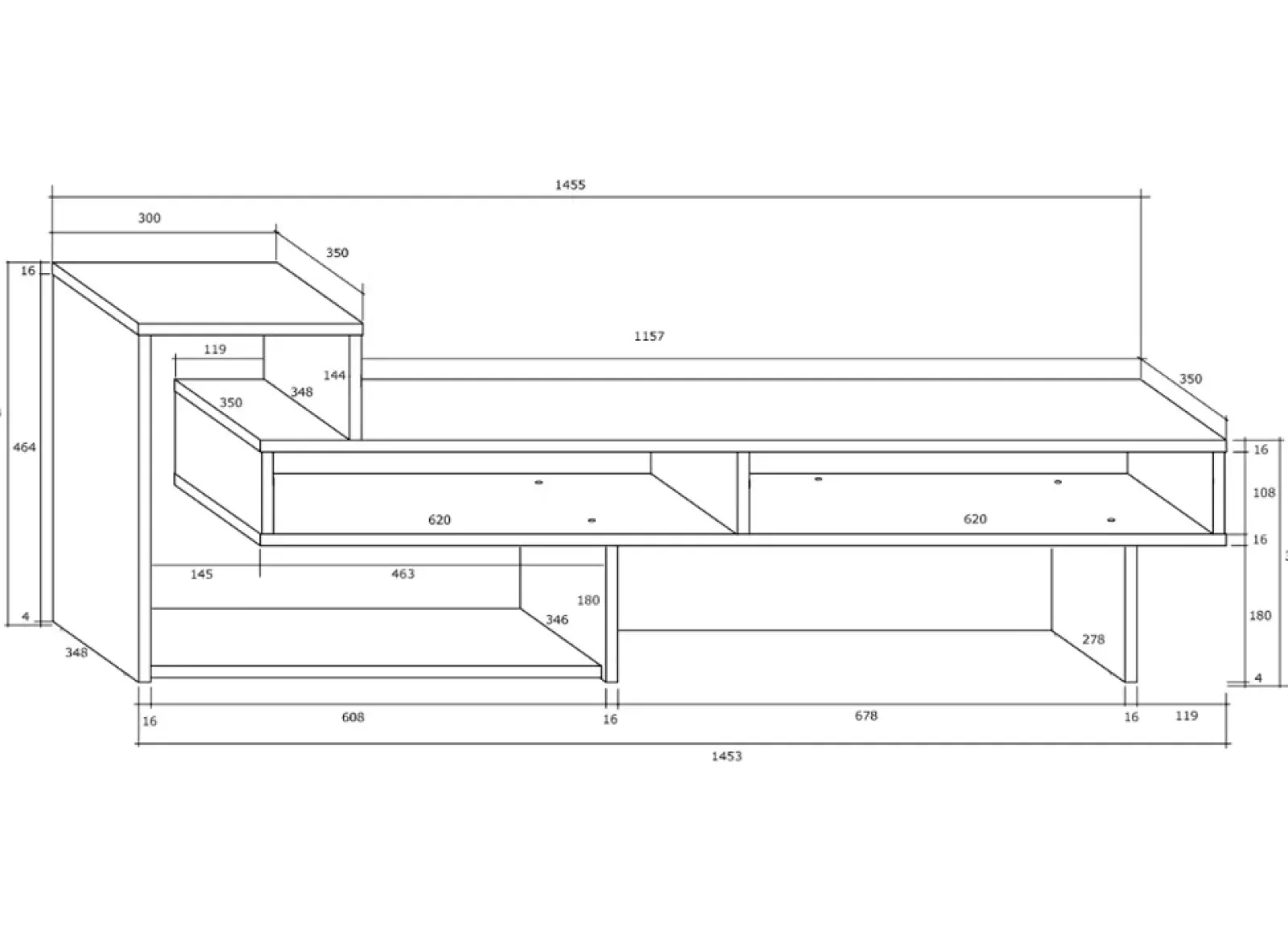 Garnero Arredamenti Mobile Tv Basso|Mobili Tv Moderni-Mobile porta TV 146x49h cm soggiorno rovere scuro Helen Wengè
