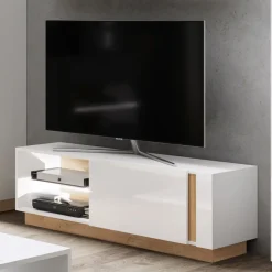 Garnero Arredamenti Mobile Tv Basso|Mobili Tv Moderni-Mobile porta TV 138x46h cm soggiorno bianco rovere Noa Gihome®