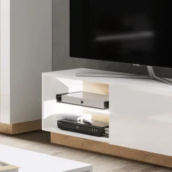Garnero Arredamenti Mobile Tv Basso|Mobili Tv Moderni-Mobile porta TV 138x46h cm soggiorno bianco rovere Noa Gihome®