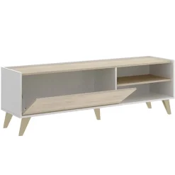 Garnero Arredamenti Mobile Tv In Legno|Mobile Tv Basso-Mobile porta TV 155x47h cm soggiorno rovere bianco Elmer Rovere - Bianco opaco